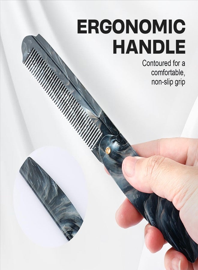 BARBERPLAN 2 Pieces Folding Pocket Comb for Men, Mini Fine Tooth Beard Comb for Everyday Grooming Styling Hair, Beards or Mustache - Image 4
