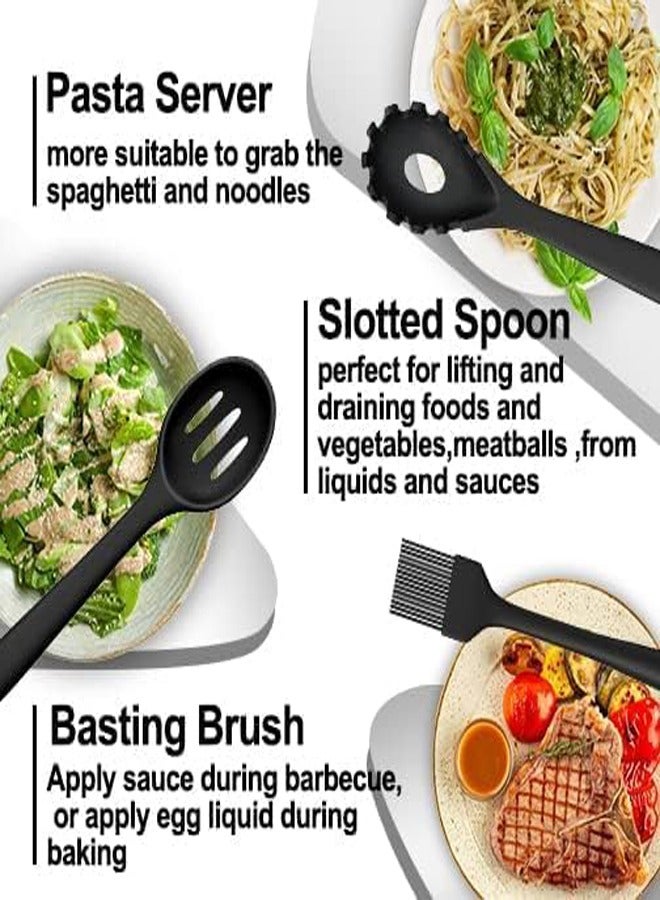 44 قطعة أواني المطبخ مجموعة أواني الطهي السيليكون المقاومة للحرارة مجموعة أواني المطبخ مع ملعقة حاملة، ملعقة ملعقة مطبخ معكرونة أداة المطبخ مجموعة أدوات الطهي بدون عصا غسالة الأطباق - Image 3