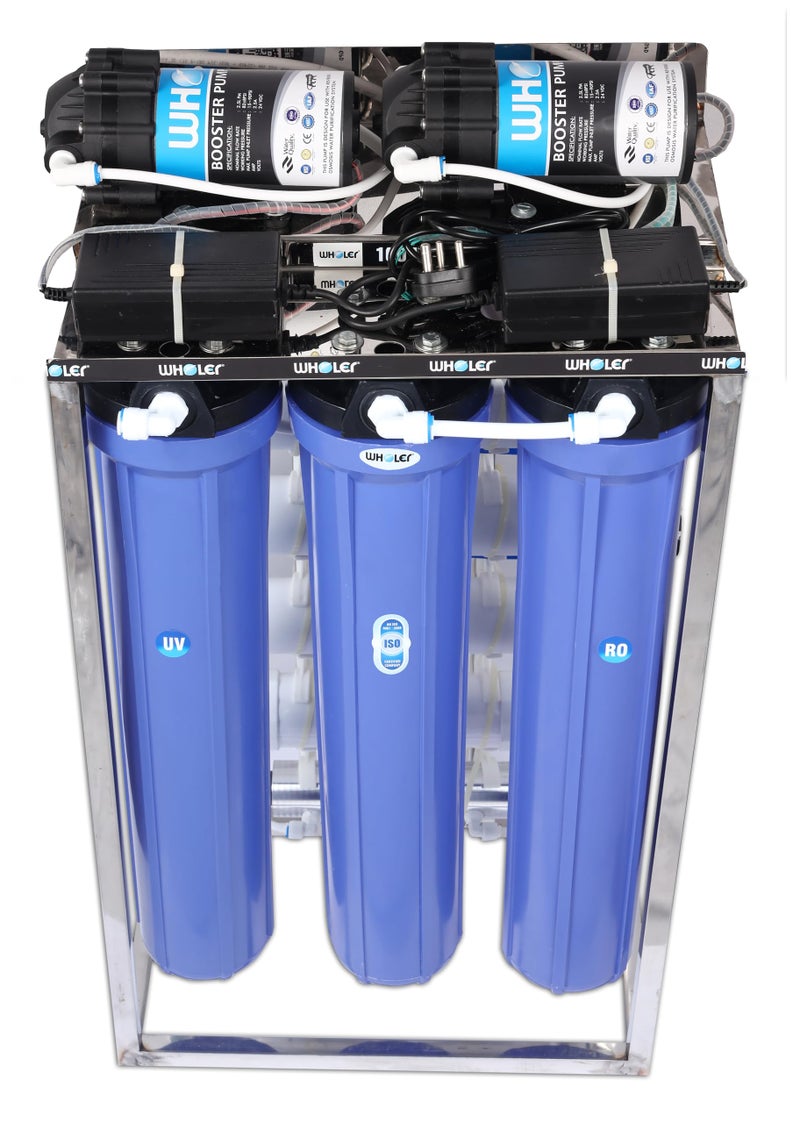 WHOLER 100 LPH RO PLANT Commercial water purifier 100 Liter Per Hour Blue Stainless steel Full Automatic with TDS Adjuster And Auto shut off function (RO+UV+TDS+AUTO SHUT OFF) - Image 2