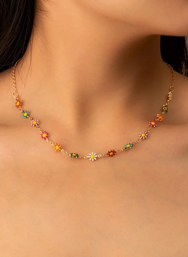 Take Two Take Two Flower Decor Necklace