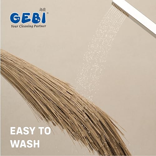 Gebi Sweepy Broom|Long Handle| With Flexible Fibre Bristles| Easy To Wash| Dust Free Broom| XL Size| Light Blue Colour Handle| Pack of 1 Broom| - Image 5