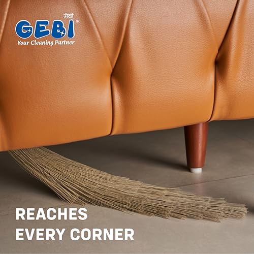 Gebi Sweepy Broom|Long Handle| With Flexible Fibre Bristles| Easy To Wash| Dust Free Broom| XL Size| Light Blue Colour Handle| Pack of 1 Broom| - Image 4