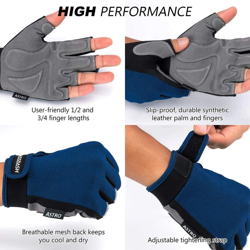 Bassdash Astro Heavy-Duty Sure Grip Fishing Gloves for Men and Women - Fingerless Design for Fishing, Kayaking, and Outdoor Activities - Image 3