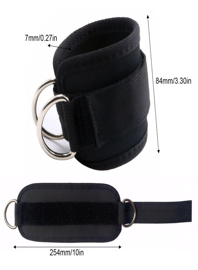 PKRFCJ 2 PCS Weightlifting Straps with D Ring,Adjustable Wrist Cuffs Gym,Padded Wrist Cuffs,for Cable Machines Strength Training Equipment,Black - Image 2