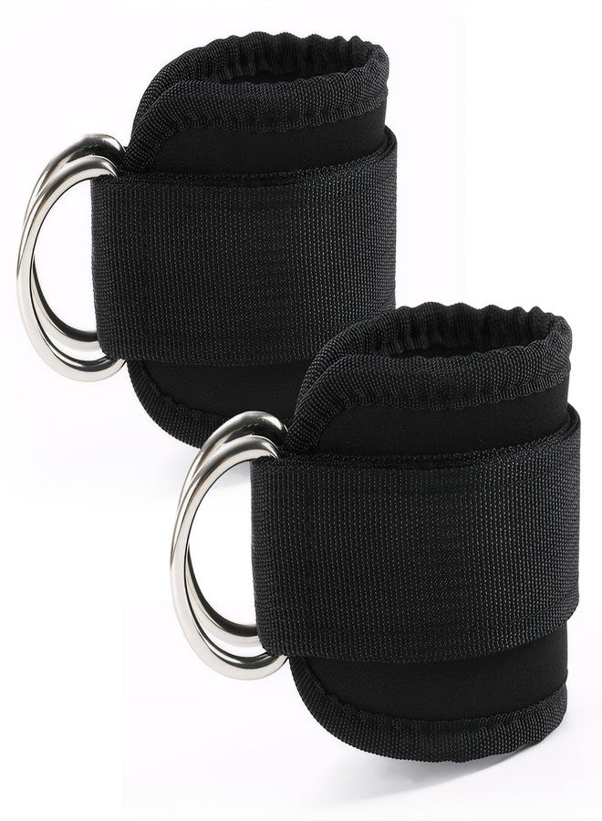 PKRFCJ 2 PCS Weightlifting Straps with D Ring,Adjustable Wrist Cuffs Gym,Padded Wrist Cuffs,for Cable Machines Strength Training Equipment,Black - Image 1