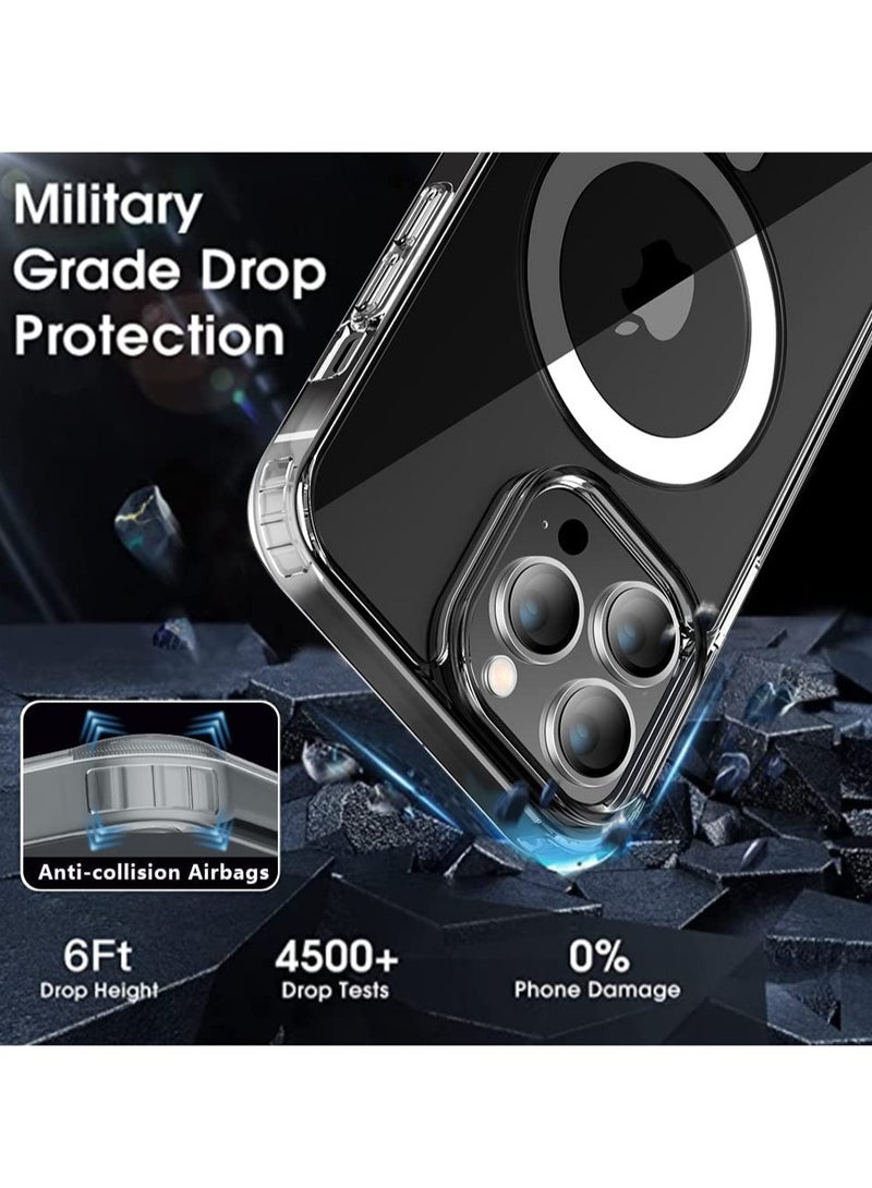 إلترازون iPhone 14 Pro Max Case Magnetic Clear Thin [Compatible with Magsafe] [Military Grade Drop Protection] Shockproof Anti-Yellow Anti-Scratches Hard Back Soft Slim Cover 2022 6.7" - Image 3