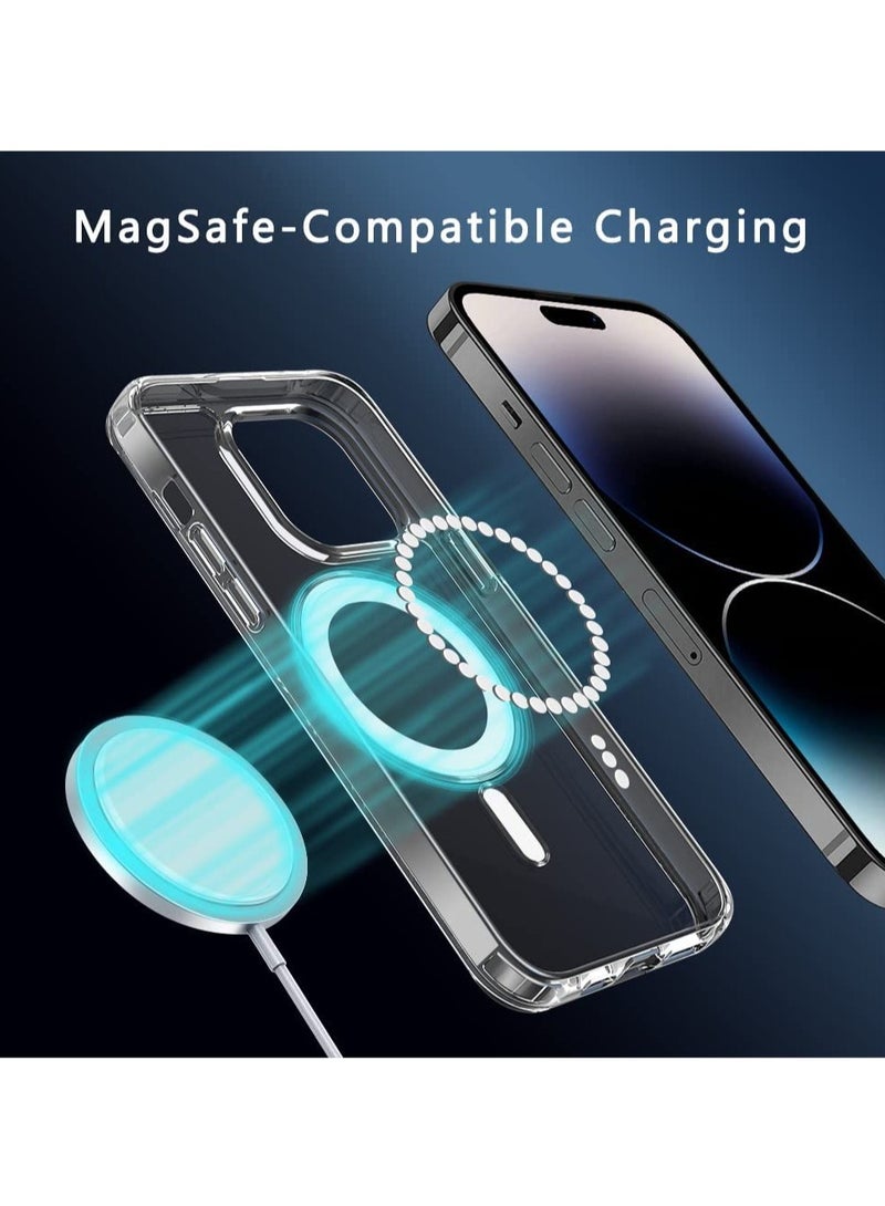 إلترازون iPhone 14 Pro Max Case Magnetic Clear Thin [Compatible with Magsafe] [Military Grade Drop Protection] Shockproof Anti-Yellow Anti-Scratches Hard Back Soft Slim Cover 2022 6.7" - Image 4