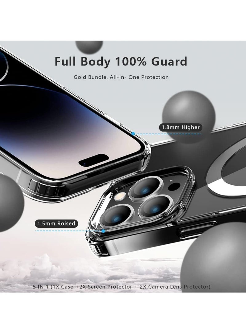 إلترازون iPhone 14 Pro Max Case Magnetic Clear Thin [Compatible with Magsafe] [Military Grade Drop Protection] Shockproof Anti-Yellow Anti-Scratches Hard Back Soft Slim Cover 2022 6.7" - Image 5