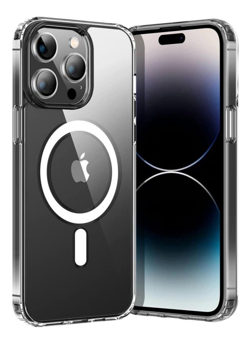 إلترازون iPhone 14 Pro Max Case Magnetic Clear Thin [Compatible with Magsafe] [Military Grade Drop Protection] Shockproof Anti-Yellow Anti-Scratches Hard Back Soft Slim Cover 2022 6.7" - Image 1