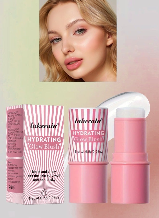 lakerain Hydrating Glow Blush Moisturizing Hydrating Long Lasting Multi Use Glow Blusher for Eyes Lips Face Waterproof Hydrating Glow Blush Stick Tinted Blush Cooling Jelly Stick Cream Blush Balm 02  - Image 1