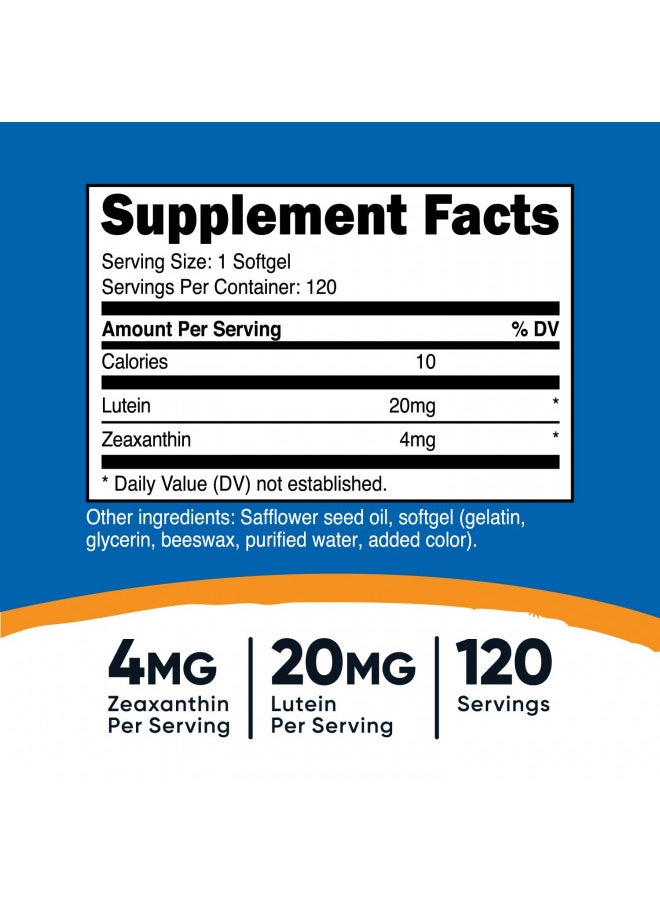 Nutricost - Nutricost Zeaxanthin with Lutein 20mg, 120 Softgels - Potent, Non-GMO, Gluten Free - Image 1