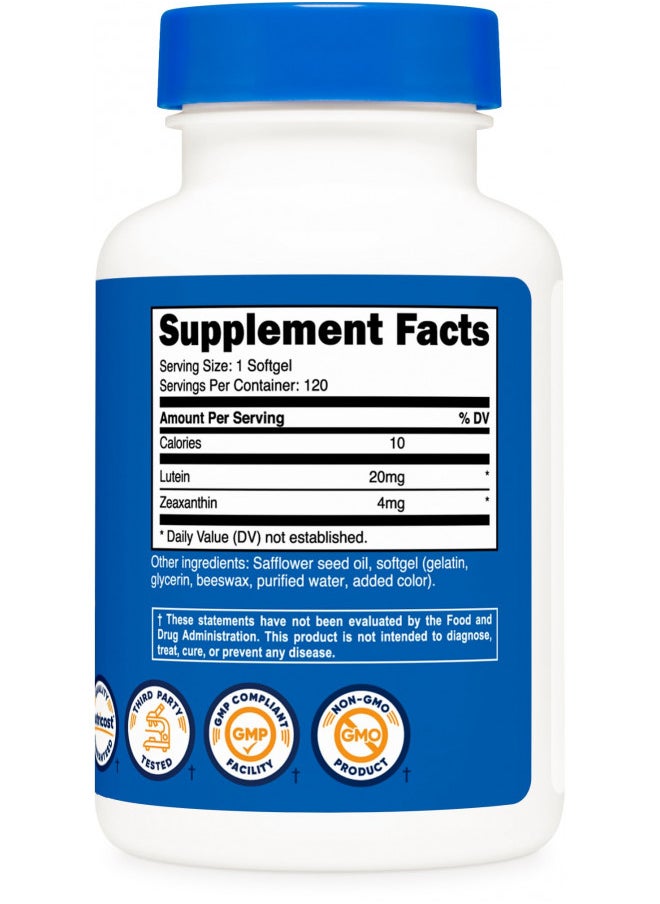 Nutricost - Nutricost Zeaxanthin with Lutein 20mg, 120 Softgels - Potent, Non-GMO, Gluten Free - Image 1