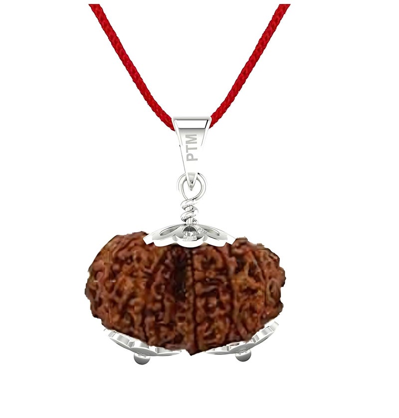 PTM Natural Certified 1/2/3/4/5/6/7/8/9/10/11/Ganesh/Gaurishankar mukhi Astrological Original Nepali Rudraksha 925 BIS Hallmark Sterling Silver Pendant for Men & Women - Image 1