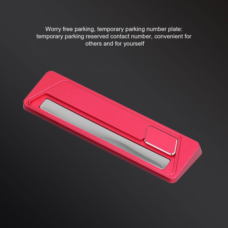 Red Aluminum Alloy Temporary Parking Card With Phone Number Plate - Image 4