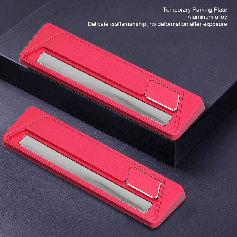Red Aluminum Alloy Temporary Parking Card With Phone Number Plate - Image 3