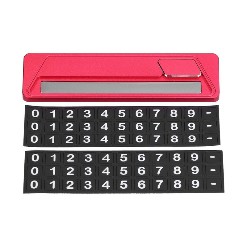 Red Aluminum Alloy Temporary Parking Card With Phone Number Plate - Image 2