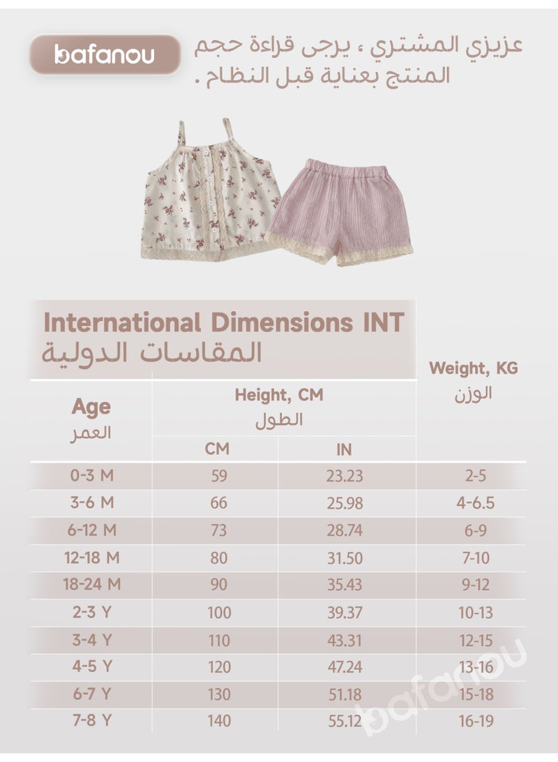 Bafanou Bafanou Children's Summer Girls Printing Suit Floral Sleeveless Top Shorts 2-piece Set Fashion Kids Clothes  - Image 3