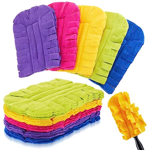 Zubebe 12 Pcs Duster Refill Reusable Fleece Duster Refills Feather Flat Dusters Multi Surface Washable Cleaning Pads Tools for Home, Blinds, Car, Pet, Furniture, Fans (Dark Color) - Image 1