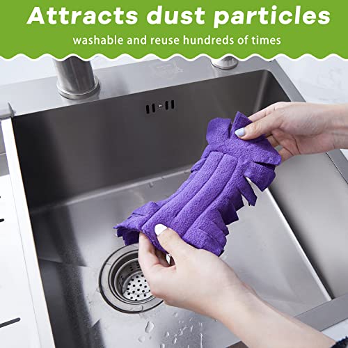 Zubebe 12 Pcs Duster Refill Reusable Fleece Duster Refills Feather Flat Dusters Multi Surface Washable Cleaning Pads Tools for Home, Blinds, Car, Pet, Furniture, Fans (Dark Color) - Image 3
