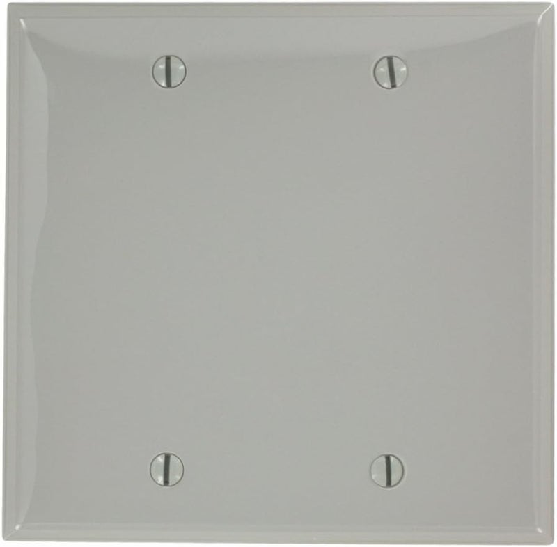 2-Gang Blank Wallplate, Standard Size, Thermoplastic Nylone, 80725-GY, Gray