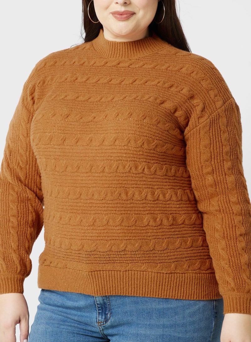Ella Plus Textured Detail High Neck Sweater  - Image 3