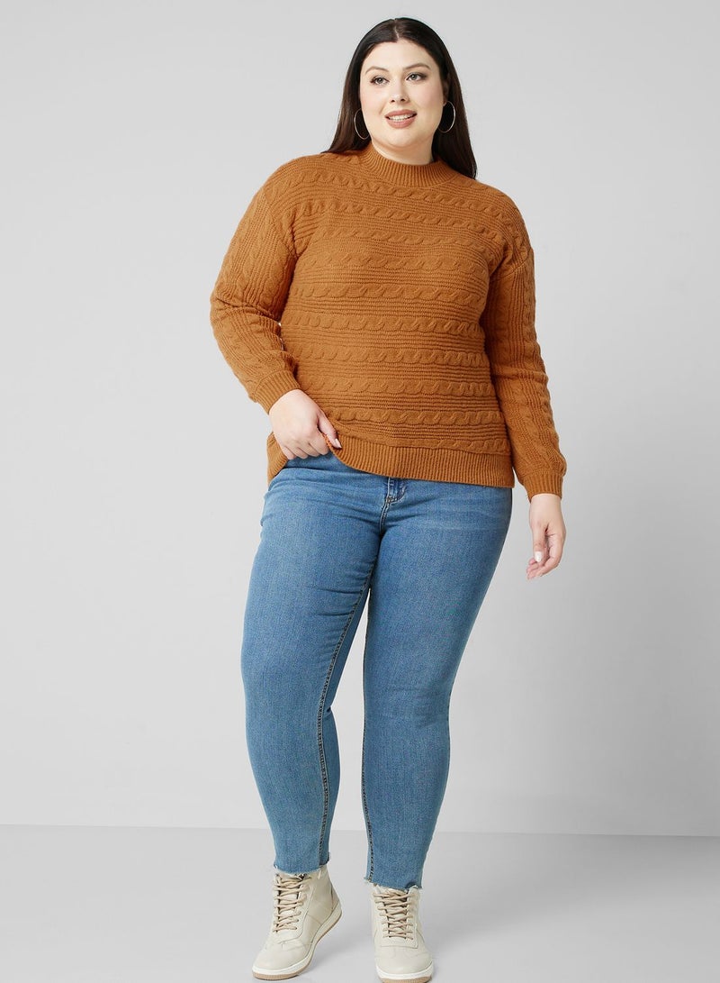 Ella Plus Textured Detail High Neck Sweater  - Image 4