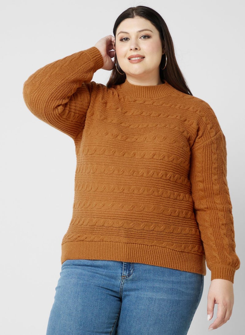 Ella Plus Textured Detail High Neck Sweater  - Image 1