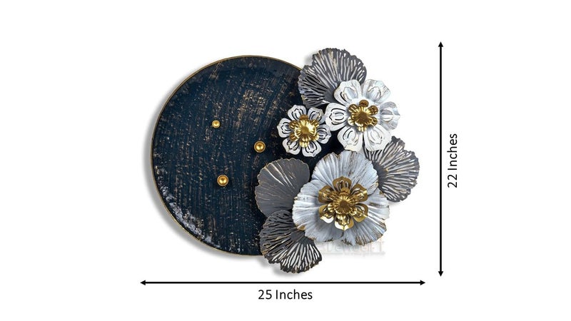DeWoGift Metal Wall Decor for Living Room 24 x 25 Inches – Large Floral Disc Wall Art Sculpture Modern Iron Wall Hanging for Bedroom Dining Room Office Home Decoration - Image 3