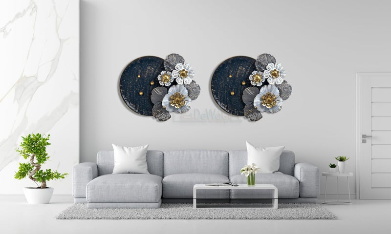 DeWoGift Metal Wall Decor for Living Room 24 x 25 Inches – Large Floral Disc Wall Art Sculpture Modern Iron Wall Hanging for Bedroom Dining Room Office Home Decoration - Image 5
