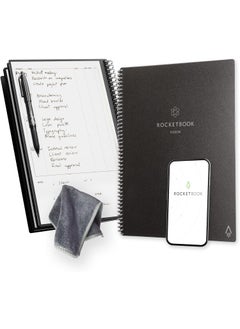 Rocketbook Planner  Notebook Fusion  Reusable Smart Planner  Notebook  Improve Productivity with Digitally Connected Notebook Planner  Dotted 85 x 11 42 Pg Infinity Black with Pen Cloth and App Pack of 32