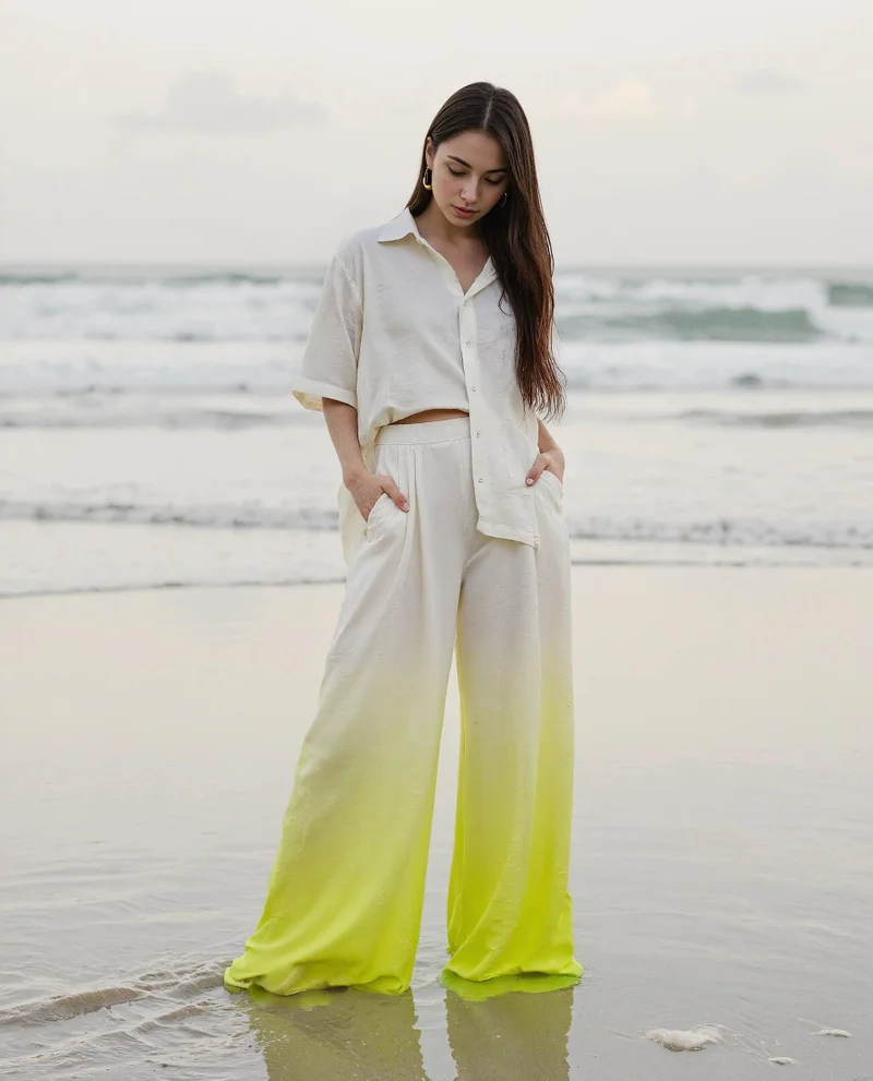 Rareism Women's High Waist Wide Leg Poplin Pants