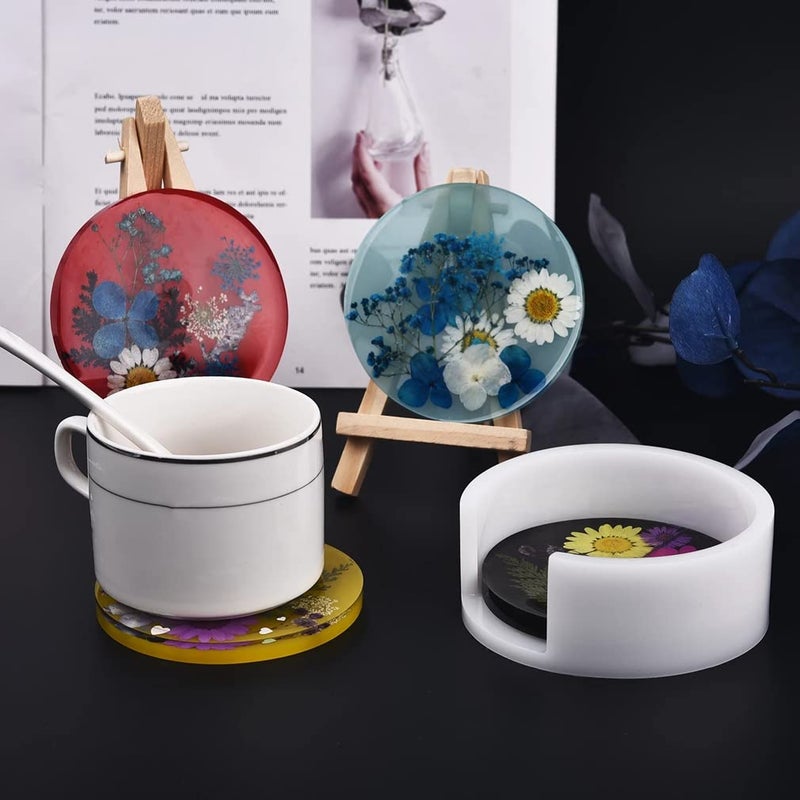 FDSHIP DIY Coaster Mold Creative Epoxy Mold Multipurpose Resin Craft Mold Silicone Casting Mold (Cups Mats) - Image 5