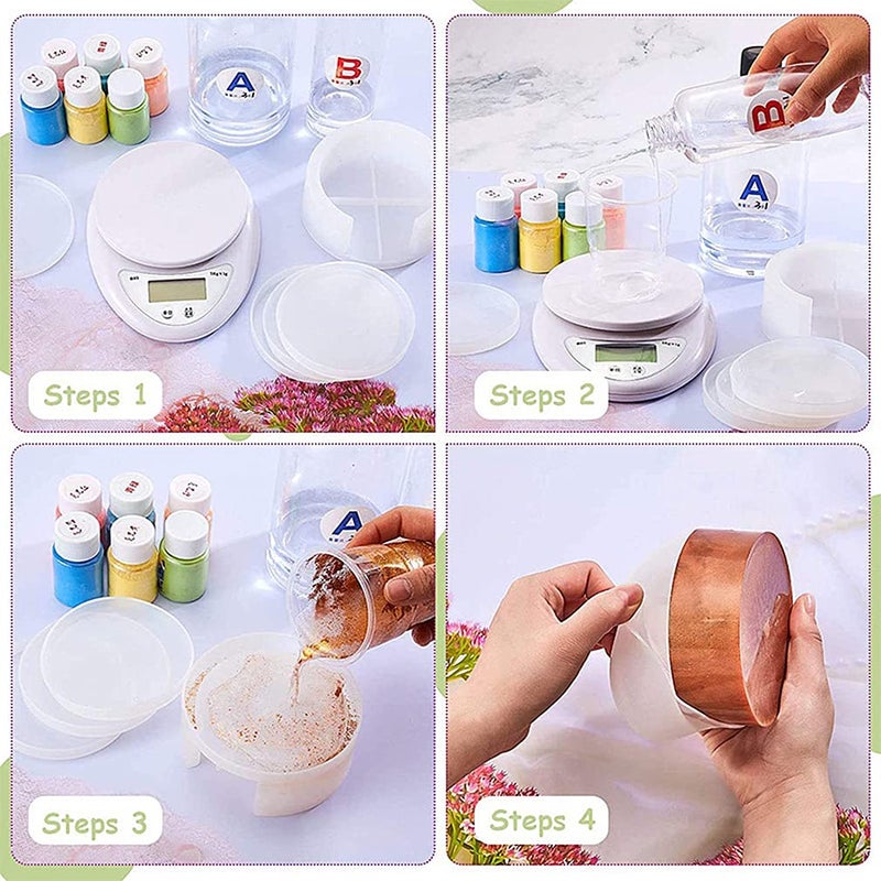 FDSHIP DIY Coaster Mold Creative Epoxy Mold Multipurpose Resin Craft Mold Silicone Casting Mold (Cups Mats) - Image 3