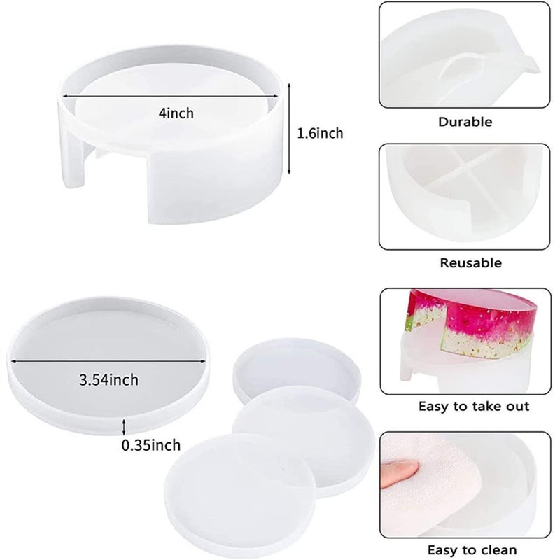 FDSHIP DIY Coaster Mold Creative Epoxy Mold Multipurpose Resin Craft Mold Silicone Casting Mold (Cups Mats) - Image 2