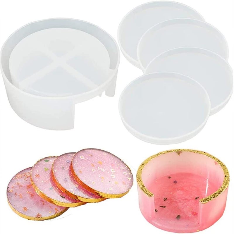 FDSHIP DIY Coaster Mold Creative Epoxy Mold Multipurpose Resin Craft Mold Silicone Casting Mold (Cups Mats) - Image 1