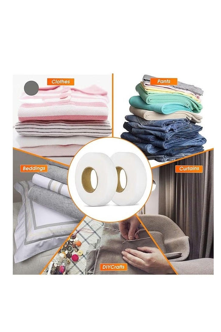 2-Roll Double Sticky Iron-On Fabric Tape, White Iron-On Fabric Tape Heavy Duty Fusible Adhesive Hemming Strip to Repair Curtains Clothes Pants Pillow Case, No Sewing (0.78-inch, 70 Yard) - Image 5
