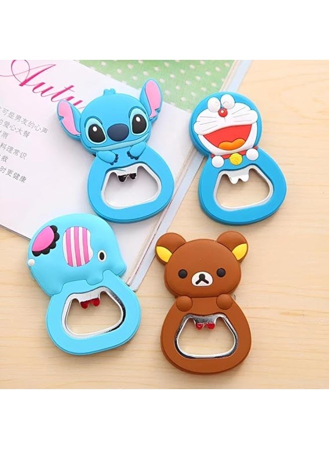 4PCS Fridge Magnet Silicone Animal Personality Bottle Opener, Cute Cartoon Kitchen Tool - Image 1