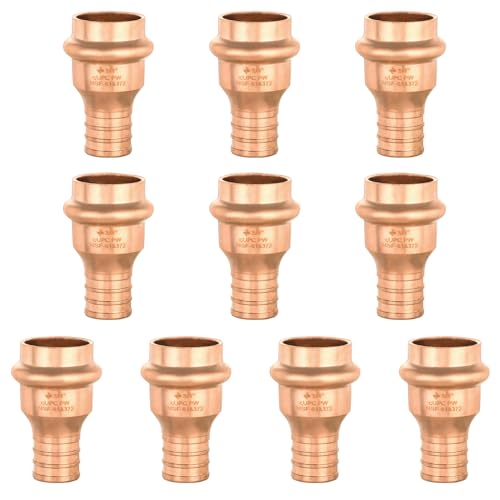 GUOFIS 10Pack Copper Press Fittings 34 x 34 PEX Crimp Coupling Adapter with Stop - Image 1