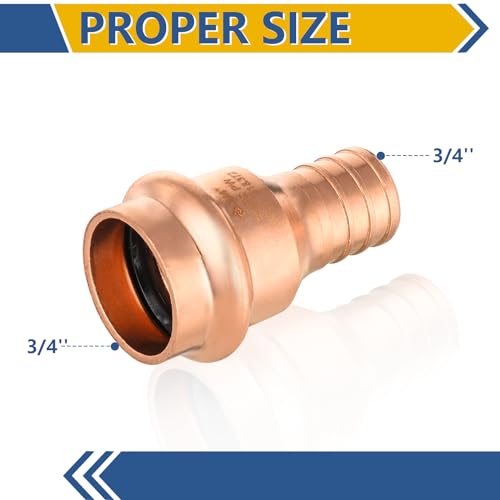 GUOFIS 10Pack Copper Press Fittings 34 x 34 PEX Crimp Coupling Adapter with Stop - Image 3