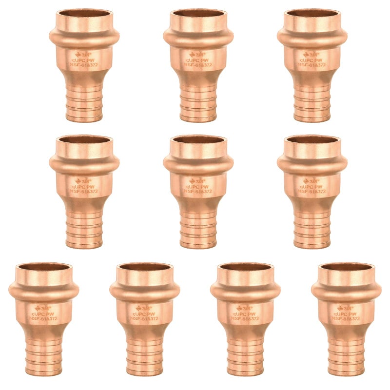 GUOFIS 10Pack Copper Press Fittings 34 x 34 PEX Crimp Coupling Adapter with Stop - Image 2