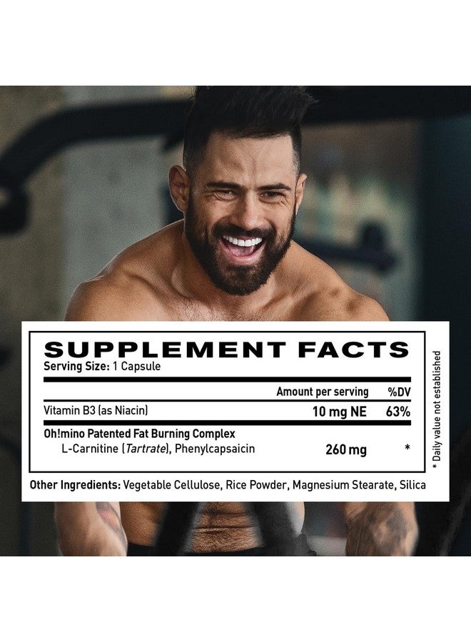 Oh!mino مكمل دعم الأيض Oh!mino لتحويل الدهون إلى طاقة بكفاءة مع L-Carnitine وPhenylcapsaicin وفيتامين B3 - خالي من التوتر، خالي من المنبهات، نباتي، كبسولات خالية من الألبان (60 حصة) - Image 2