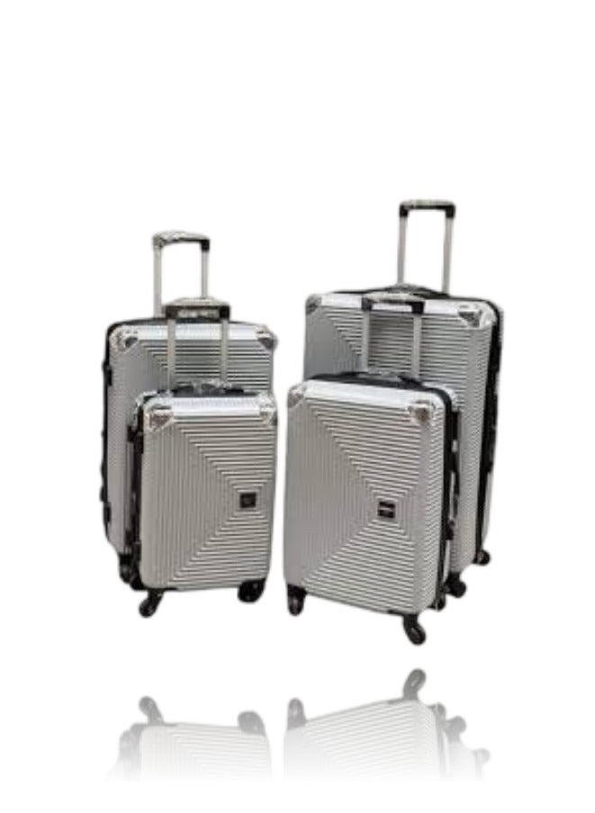 4 Pieces Travel Bag Set Sizes 18/20/24/24 Meets All Needs Made of Fiber Divided Inside Lined Unique and Distinctive Experience Polyethylene PE Silver Color - Image 1