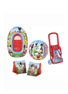 Bestway Bestway Kids' Beach Toy Set - Mickey Mouse Design - Wheeled Bag Includes Float, Armrest, 51cm Beach Ball 91017  - Image 1