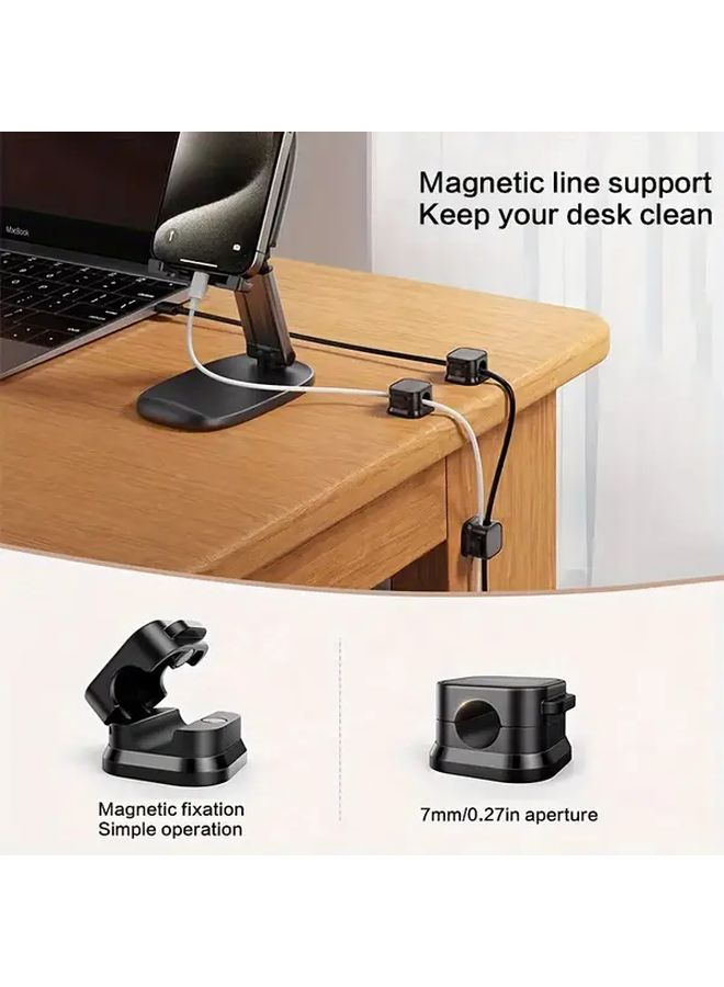 10 Black Magnetic Adhesive Cord Holders No Drill Cable Clips Desk Car Fridge - Image 4