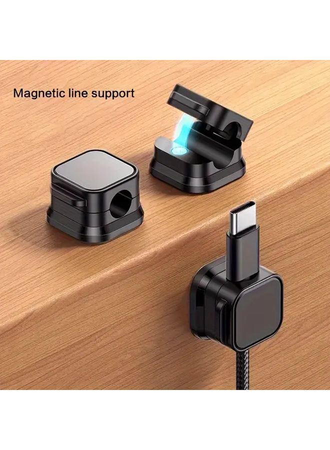 10 Black Magnetic Adhesive Cord Holders No Drill Cable Clips Desk Car Fridge - Image 1