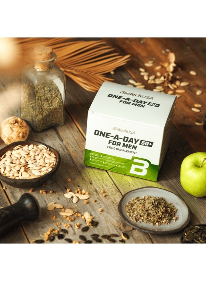 BioTechUSA One-A-Day 50+ For Men Multivitamin and Mineral Supplement 30 Daily Packs with Pumpkin Seed Oil, L-Arginine, Maca and Saw Palmetto, Lactose-Free Formula - Image 4