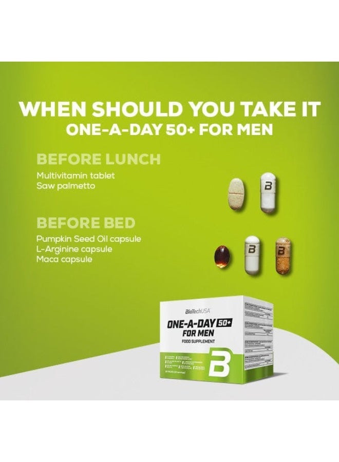 BioTechUSA One-A-Day 50+ For Men Multivitamin and Mineral Supplement 30 Daily Packs with Pumpkin Seed Oil, L-Arginine, Maca and Saw Palmetto, Lactose-Free Formula - Image 3