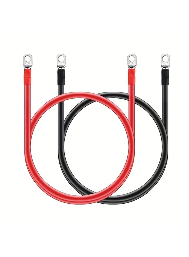 2 Pcs 30 50 70 Car Battery Cables 5AWG 16mm² 100Cm M8 Copper Ring Terminals - Image 1