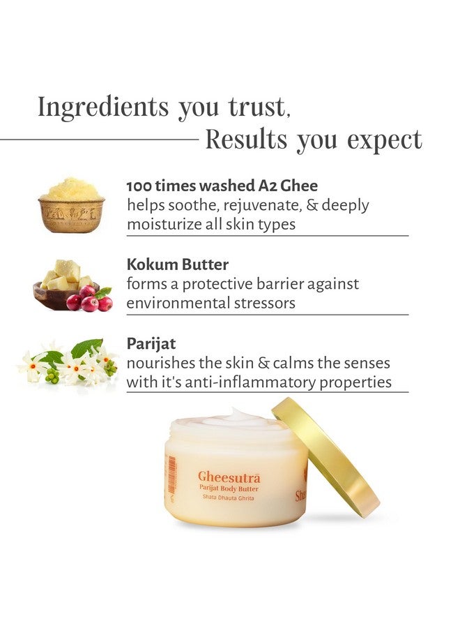 Shankara GheesutrÄ Parijat Body Butter with Ayurvedic Ghee, Kokum Butter, and Aloe Vera for Dry Skin Hydration and Nourishment, Unisex Natural Glow Skin Rejuvenation - 200ml - Image 2