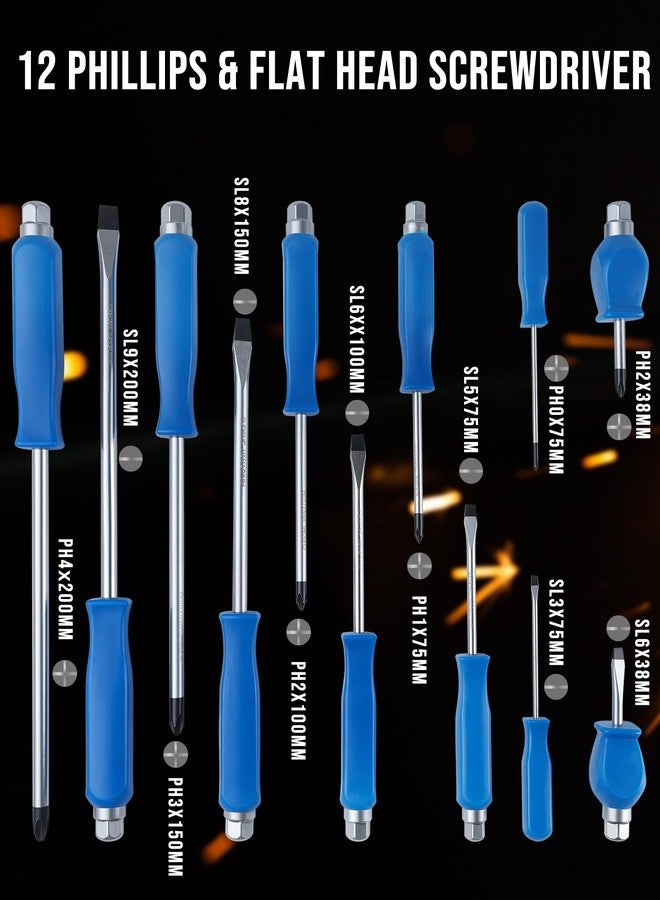 Lichamp مجموعة مفكات براغي Lichamp مكونة من 12 قطعة، مجموعة مفكات براغي مغناطيسية شديدة التحمل، مزودة بعزم دوران عالي، 6 رؤوس فيليبس و6 رؤوس مسطحة - Image 2